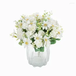 Decorative Flowers Silk Daisy Hydrangea Artificial Wedding Bouquet Party Vase For Home Decoration Accessories Christmas Garland Scrapbook