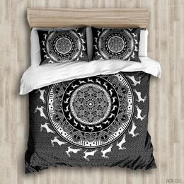 Bedding Sets Duvet Cover Quiet Black Pattern Custom Bed Linens With Pillowcase King Size Bedclothes Comforter Covers