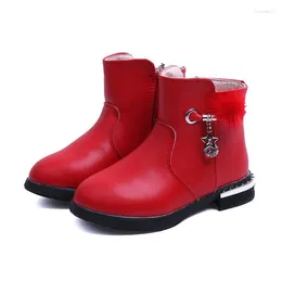 Boots 2024 Winter For Child Kid Girl Snow Comfort Thick Antislip Short Fashion Cotton-Padded Shoes 27-37 Red Black