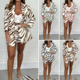 Women's Tracksuits Women Two Piece Suit Jacket Shorts Set Elegant Business With Turn-down Collar High For Ladies