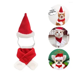 Dog Apparel YOUZI PET Christmas Costume Cat Santa Hat With Scarf Xmas Outfit Set Hats For Small Medium Dogs Cats