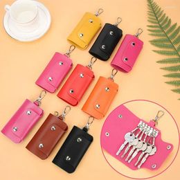 Storage Bags 1 Pc Portable Leather Butler Car Key Chain Holder Bag Male/Female Purse Simple Solid Colour Decoration