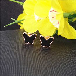 Lovers exclusive vanlycle Valentines earrings New style fashion Rose Gold Butterfly White popular Earring with common vanly