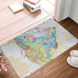 Carpets USGS Geologic Map Of North America Polyester Doormat Rug Carpet Mat Footpad Non-slip RemovalEntrance Kitchen Bedroom Balcony