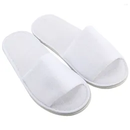 Slippers El Disposable 5 Pairs Spa Guest Slipper Open Toe Terry Style Breathable Soft White Shoes