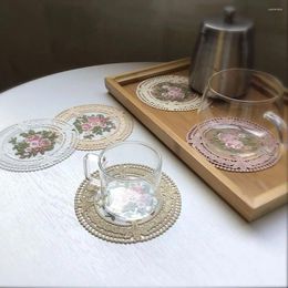 Table Mats Anti-Scald Decoratio Embroidery Placemat Lace Insulation Mat Coffee Cups Coasters Plate