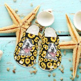 Slippers Nopersonality Cute Dog Sunflower Pattern Ladies Sunshine Letter Flat Slides Adults Beach Sandals Fashion Arrival