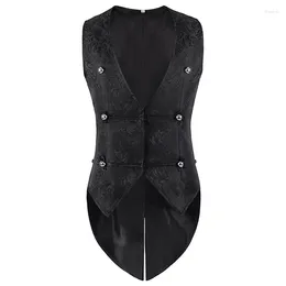 Men's Vests Floral Jacquard Gothic Steampunk Vest Mediaeval Victorian Waistcoat Sleeveless Tail Coat Stage Cosplay Prom Costumes S-3XL
