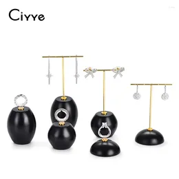 Decorative Plates Ciyye Black Resin Earrings Display Stand With Metal Ring Rack Jewellery Storage Holder Shop Cabinet Prop