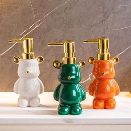 Liquid Soap Dispenser Cartoon Ceramic Lotion Bottle Bear Press-type Bathroom Storage Accessories Automatic Kitchen