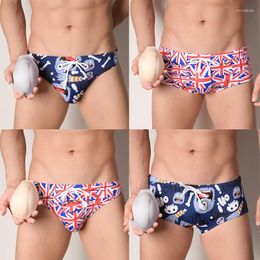 Underpants Men Briefs Sexy Swimming Padded Push Up Panties Drawstring Swimwear Swimsuit Trunks Beachwear Bikini Printed Seamless Underwear