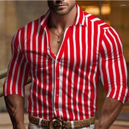 Men's Dress Shirts Shirt Striped Plaid Fashion Casual Sports Comfortable Lightweight Breathable Lapel Button-down 2024 Style