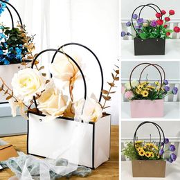 Gift Wrap Portable Kraft Paper Flower Packaging Box Wedding Bouquet Bag Waterproof Handbag Valentine's Day Birthday Decoration