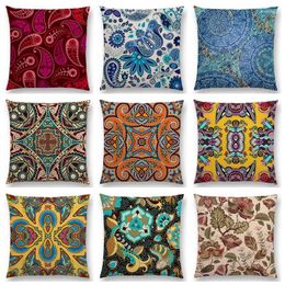 Pillow Boho Paisley Mandala Decorative Pattern Persian National Style Geometry Floral Stripe India Cover Colorful Case