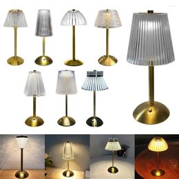 Table Lamps Crystal Lamp Metal Base Atmosphere Rechargeable Portable Retro Bedside For Home Bedroom Restaurant