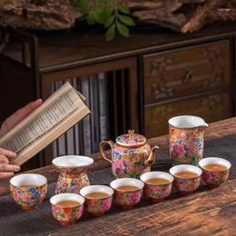 Teaware Sets Enamel Kungfu Tea Set Gift Box Ceramic Teapot Cup Business