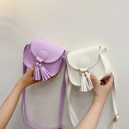 Cute Princess Accessories Kids Coin Purse Handbags Girls Baby Tassel Crossbody Bags PU Leather Children Small Shoulder Bag 240428