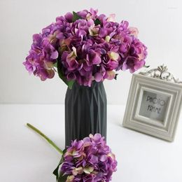 Decorative Flowers 35cm Artificial Silk Hydrangea Purple Faux Bouquet Stems For Home Garden Wedding Table Centrepieces Decoration