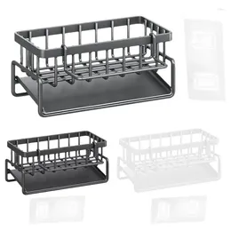 Kitchen Storage Caddy For Countertop Sink Drain Rack Wall-mounted Sponge Towel Holder Soap Drainer Shelf Basket Bathroom Shampoo Shelves