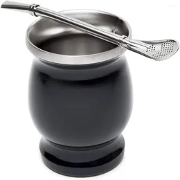 Cups Saucers Yerba Mate Gourd Set Double-Wall Stainless Steel Tea Cup And Bombilla Includes (Cup) With One