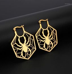 My Shape Fashion Filigree Spider Hoop Earrings Women Stainless Steel Dangle Dainty Polished Earring Animal Cut Out Jewelry18092149