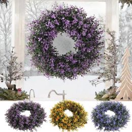 Decorative Flowers Artificial Lavender Wreaths Christmas Fake Plants Wedding Door Wreath Bouquet Indoor Outdoor For Home Kitchen Table Wall