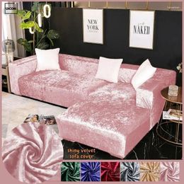 Chair Covers Shiny Velvet Sofa Elastic Corner Couch Cover L Shaped Slipcover Luxury Protector Sparkling Soft 1/2/3/4 Seat