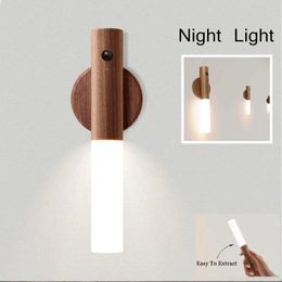 Wall Lamp LED Motion Sensor Night Light USB Magnetic Cabinet Closet Lights Staircase Bedroom Removable Bedside Lighting