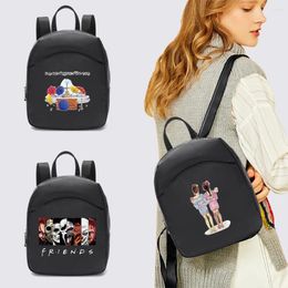 Backpack Women Backpacks For Girls Casual Small Daypack Black Fashion Friends Printing Rucksack School Bags Girl's
