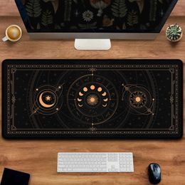 Mouse Pads Wrist Rests Celestial Mouse Astrology Moon Phase Period in Space Astrology Black Gold Constellation Desktop Mat Mysterious Mouse Mat J240510