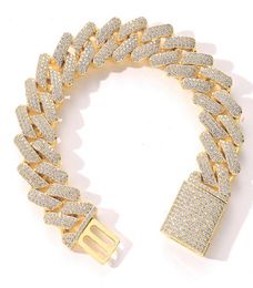 20mm Diamond Miami Prong Cuban Link Chain Bracelets 14k White Gold Iced Out Icy Cubic Zirconia Jewellery 7inch 8inch 9inch Cuban Bra4472214