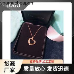 Tiffanncy High End Jewellery necklaces for womens Open Heart Necklace V Gold Plated 18K True Gold Heart shaped Collar Chain Light Luxury and Simple Original 1:1 With logo