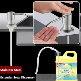 Liquid Soap Dispenser Kitchen Pump Stainless Steel Manual Pressing Lotion Detergent Bottle Extension Tube Sink Accessories