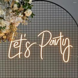 Party Decoration Let's Neon Sign For Brithday 20x43cm Acrylic Lets Backdrop Light Wedding Baby Shower Background