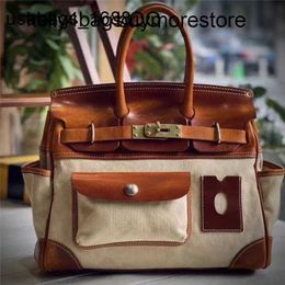 Designer Bags Cargo Canvas Montage Leather Quality Handbag Handmade Italian cowhide patchwork canvas real leatherwith logo