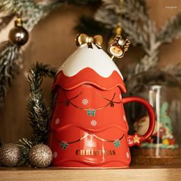 Mugs Mug Christmas Gift Girl High Beauty Ceramic Cup With Lid Spoon Household Couple Water