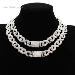 HIP HOP Sterling Sliver 15Mm Vvs Moissanite Diamond Cuban Link Chain For Men