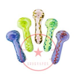 Latest Colorful Art Smoking Glass Pipes Portable Handmade Dry Herb Tobacco Filter Spoon Bowl Innovative Pocket Cigarette Holder DHL