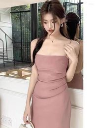 Casual Dresses And Fashion Sexy Spicy Girl 2024 Women's Summer Beach Small Dress Elegant Pink Sling Trendy Clothes Korean Style DTPD