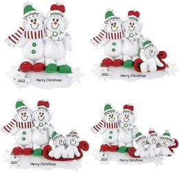 Snowman Ornament Alloy Creative Pendant 2022 Family Travel Group Ornaments Christmas Tree Decoration Hanging S S s