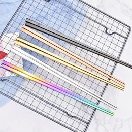 Chopsticks 1 Pair Non-Slip Chinese Stainless Steel Reusable Metal Chopstick