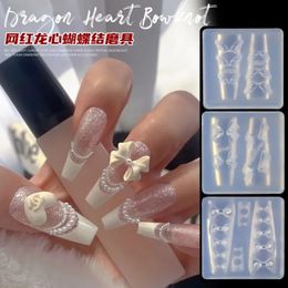 Wholesale of Cross-border Nail Enhancement Molds, Dragon Heart Bows, Diy, and Beautiful Girls' Silicone Three-dimensional Relief
