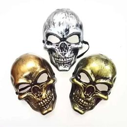 Adultos fantasmas máscara de horror de plástico dourado skull face unissex halloween mascaras de festa de festas prop fy3786 s s