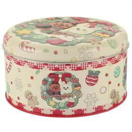 Storage Bottles Christmas Supplies Cookie Tin With Lid Cake Containers Tinplate Candy Holder