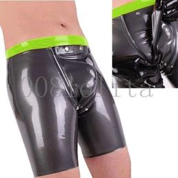 Latex Rubber Gummi Cool sport Black and apple green short pants Size XXS~XXLCosplay,Masquerade