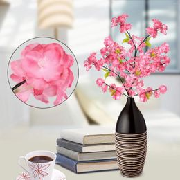 Decorative Flowers Simulation Cherry Blossom Branch Artificial Bright Colour Four-pronged Wedding Decoration Realistic Faux