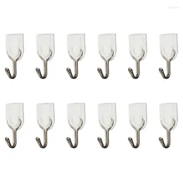 Hooks 12Pcs Wall Door Self-Adhesive Hook Tile Glass Bathroom Kitchen Sticky Hanger