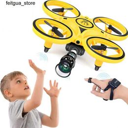 Drones Mini RC Watch UFO Drone Smart Watch Remote Control Gesture Control Aircraft Hold 2 Controller Four Helicopter Childrens Toy Gifts S24513