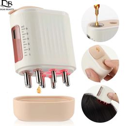 EMS micro current electric scalp massage brush vibration red light therapy head massage comb hair growth oil applicator 240429