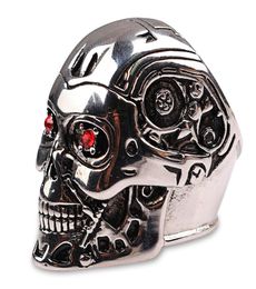 Nuovo Maschera di Terminator Biker Steampunk Biker di alta qualità Accessori Halloween Accessori da uomo Rings Retro Red Crystal Jewelry6143214
